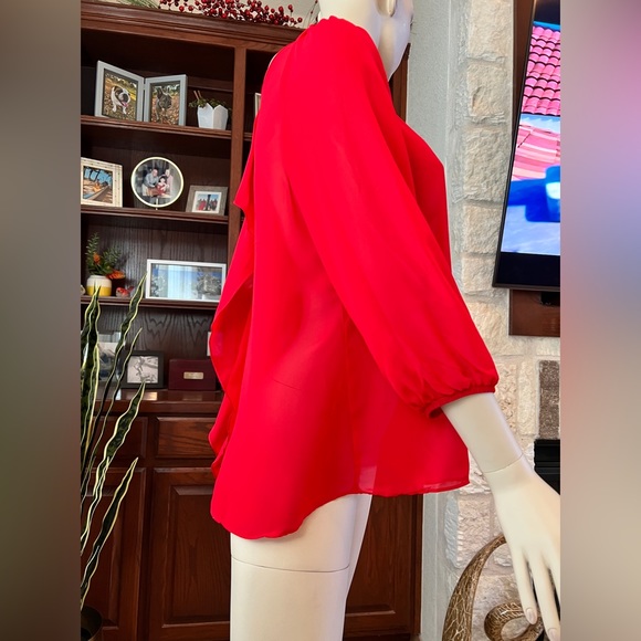 By & By Red Chiffon Giant Bow Blouse Size XL - Picture 5 of 12